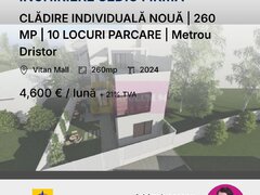CLADIRE INDIVIDUALA NOUA | 260 MP | 10 LOCURI PARCARE | Metrou Dristor